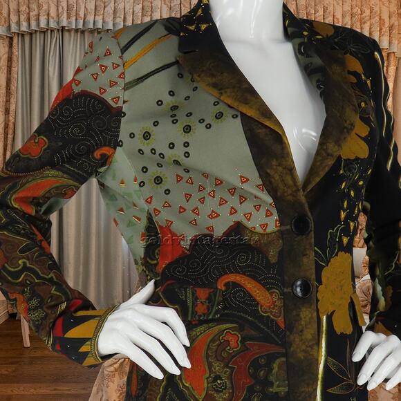 Etro Milano Multicolor Paisley Floral Print Blazer M